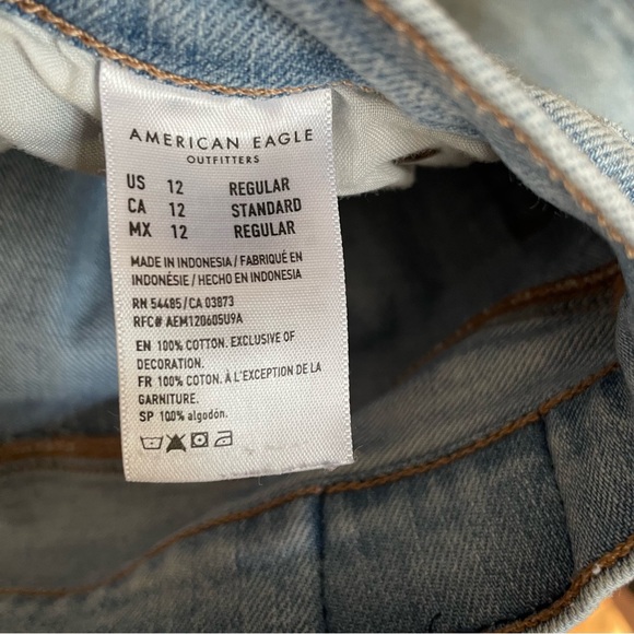 AMERICAN EAGLE Light Wash Highest Waist Baggy Jean Wide Leg Cotton Women's 12 - Picture 9 of 9